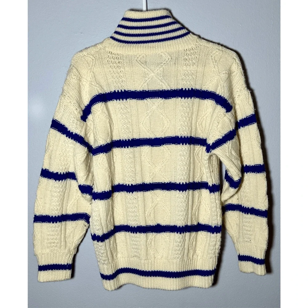 Vintage Izod 100% wool sweater Full Zip cable knit fisherman SZ Medium WPL 1100